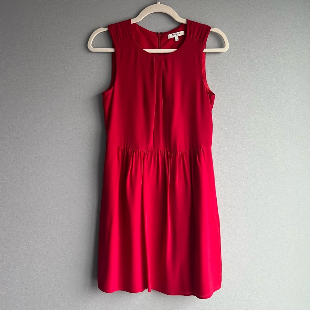 Madewell Red Shirred Dress